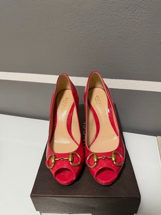 Scarpe Gucci peep toe rosse tacco 35