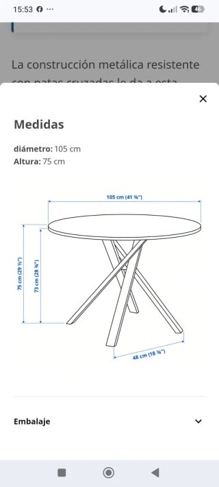 Mesa redonda IKEA Mariedamm madera clara