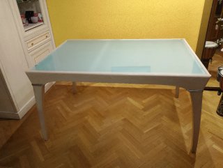 Mesa comedor extensible cristal y madera