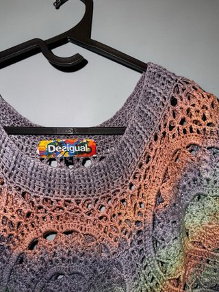 Top ganchillo Desigual multicolor talla única