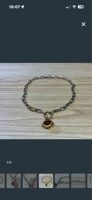 Collar Plata de palo con piedra de ambar