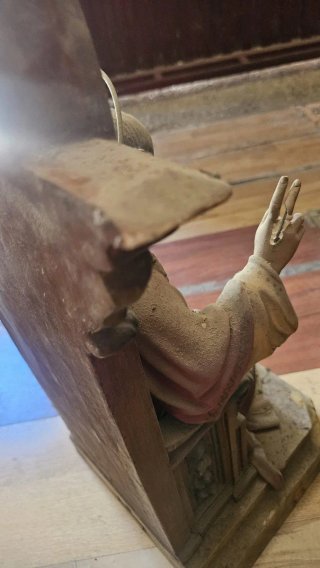 ANTIGUO SAGRADO CORAZÓN EN TRONO 73CM SELLO OLOT