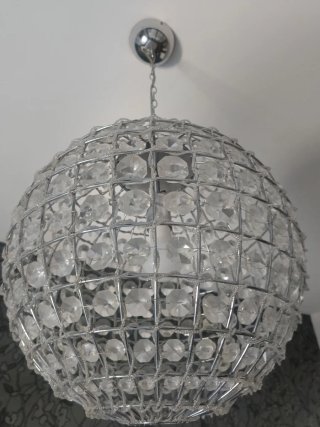 Lámpara colgante esfera cristal metal