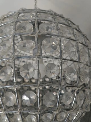 Lámpara colgante esfera cristal metal