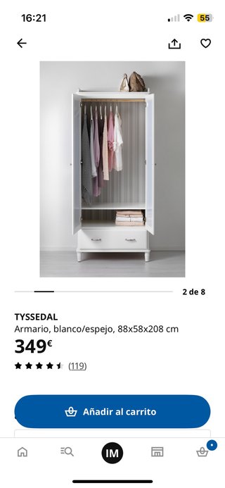 Armario puertas espejo y cajones Tyssedal