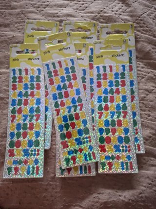 7 Pegatinas planas de números y símbolos brillante