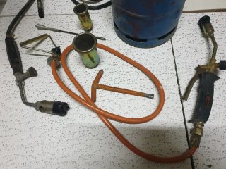 Soplete, bombona gas y accesorios soldadura