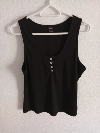 Camiseta tirantes SHEIN botones negra L