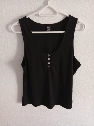 Camiseta tirantes SHEIN botones negra L