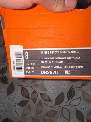 Nike ReactX Infinity Run 4 Donna EU 39 DR2670-012