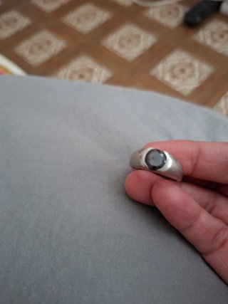Anillo plata con piedra negra