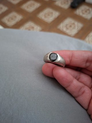 Anillo plata con piedra negra