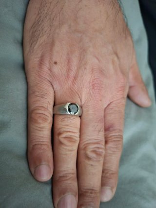 Anillo plata con piedra negra