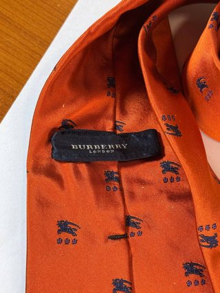 Cravatta Burberry Vintage Arancione 100% Seta