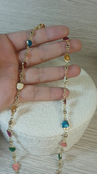 Collar Chapado Oro 18k Vintage Corazones