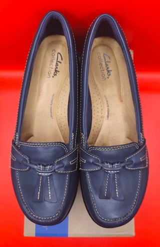 Clarks Mocasines Cuero Pie Ancho Plantilla Confort
