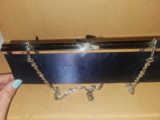 Elegante bolso de mano azul con pedrería Sin marca