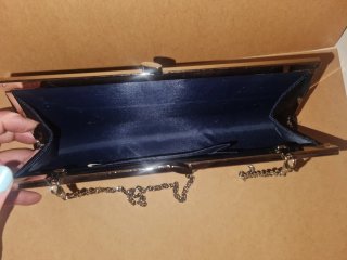 Elegante bolso de mano azul con pedrería Sin marca