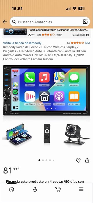 Pantalla Coche MP3/FM/CARD/REAR VIEW