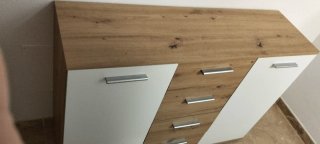 Mueble aparador blanco y madera