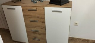 Mueble aparador blanco y madera