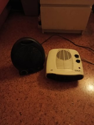 Estufa-ventilador blanco y negro