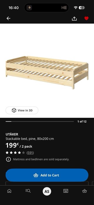 Cama IKEA UTÅKER 2 en 1 sin usar