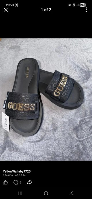 Sandalias Guess Negras y Doradas