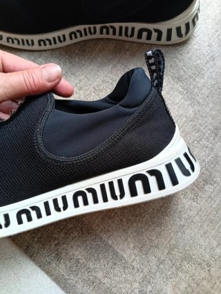 Miu Miu Sneakers Elastiche Cristalli Nero Argento