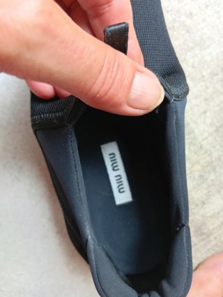 Miu Miu Sneakers Elastiche Cristalli Nero Argento