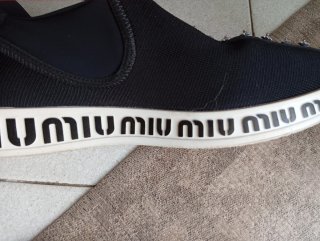 Miu Miu Sneakers Elastiche Cristalli Nero Argento