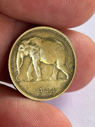 Moneda 1 Franco Congo Belga 1944 Elefante