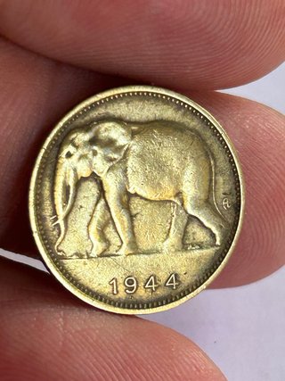 Moneda 1 Franco Congo Belga 1944 Elefante