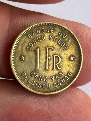 Moneda 1 Franco Congo Belga 1944 Elefante