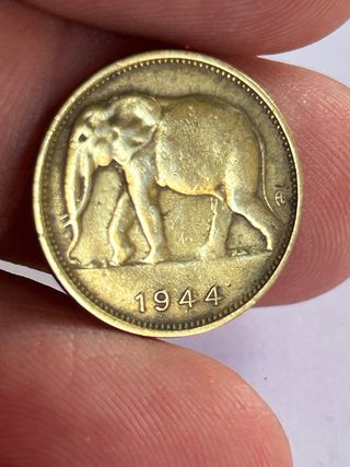 Moneda 1 Franco Congo Belga 1944 Elefante