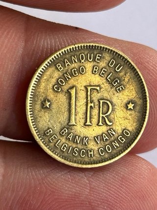 Moneda 1 Franco Congo Belga 1944 Elefante