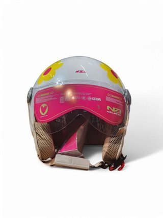 Casco Jet NZI Pasarela Margaritas Naranja Rosa