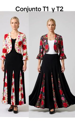 Falda ensayo flamenco estampada nueva