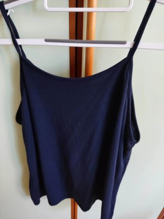 Set top con cardigan velato blu
