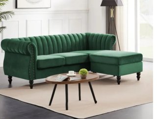 Sofá modular verde de terciopelo