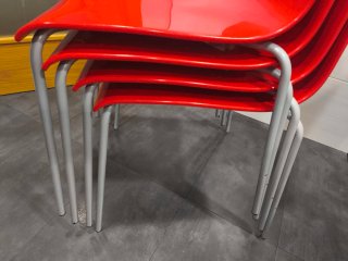 Pack 4 Sillas Cocina Rojas Apilables