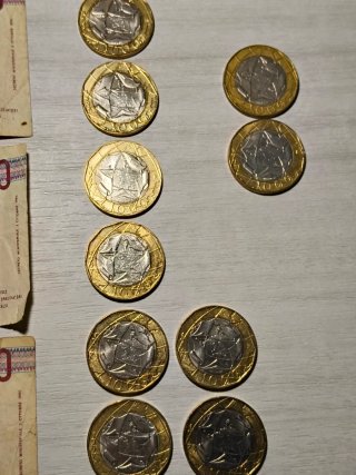 Set 3 banconote 1000 Lire 1990 + 9 monete