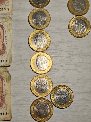 Set 3 banconote 1000 Lire 1990 + 9 monete