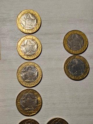 Set 3 banconote 1000 Lire 1990 + 9 monete
