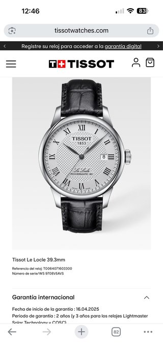 Tissot Le Locle Powermatic 80 Reloj Automático