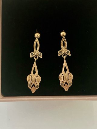 Pendientes Antiguos Oro 18k S.19 Zafiros