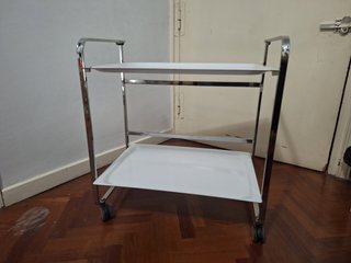 Carrito Camarera Metálico, Plegable, 2 Niveles