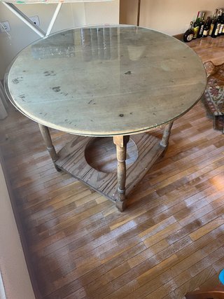 Mesa camilla redonda con cristal