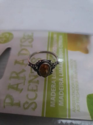 Anillo Plata con Piedra Naranja Ovalada