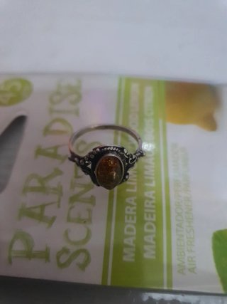 Anillo Plata con Piedra Naranja Ovalada
